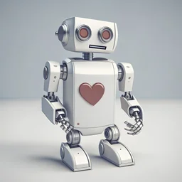 влюблённый робот несёт подарок на День Святого Валентина