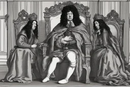 Louis XIV crying on a throne