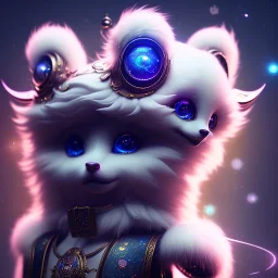 cutest AND softest creature in the world| large doll like eyes| supernatural and otherworldly| highly detailed vibrant fur| magical glowing trails| light dust| aesthetic| cinematic lighting| bokeh effect| mdjrny-v4 style