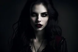 portrait d'une femme vampire aux cheveux noir