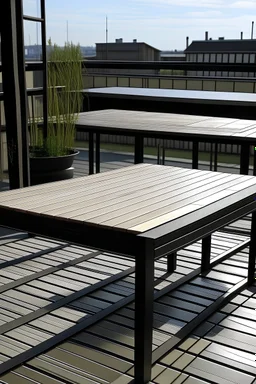 Outdoor simply tables with rubber roof