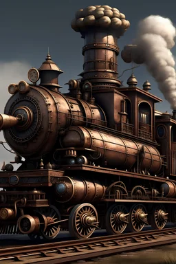 Steampunk stroj, pára, lokomotiva, vlak,