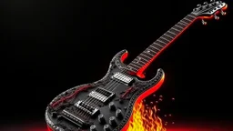 4K. REALISTIC FULL DETAILS. EMISSION DE RADIO HARDROCK FIRESTARTER. un terminator joue de la guitare