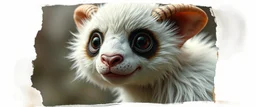 3d airbrush render, white fluffy panda elf alien dodo , pinhole cam, airbrush 3d rendering, in the style of Titian and Dali , torn edges on border