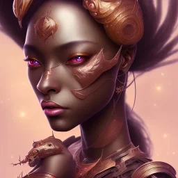 sango fantasy, fantasy magic, intricate, sharp focus, illustration, highly detailed, digital painting, concept art, matte, masterpiece head sexy lady body black African beauty space lady black carp skin African space night