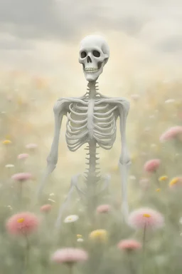 Ghost on a Flower Meadow, realistic