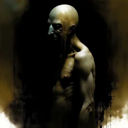 Sopor Aeternus depicting a fear of alone, Style by VS Giatonde and Dave McKean and Alvaro Martinez Bueno, surreal horror, dynamic composition, color burn, based on the imagery of Zdzislaw Beksinski, minimalism, artistic