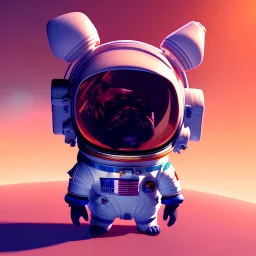 pixar style cute frenchie astronaut floating in space, unreal engine 5, 16k, background:space