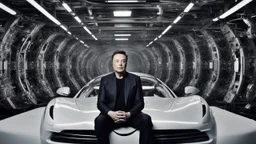 "A captivating image blending the brilliance of tech pioneer Elon Musk with cutting-edge artificial intelligence technologies. Musk is clearly visible, facing the camera with a confident smile that reflects his assurance and enthusiasm. Amidst his face's candid charm, advanced robotic elements are integrated, showcasing the synergy of human ingenuity and AI advancements. This image embodies the perfect balance between humanity and technology, echoing Musk's visionary approach to shaping the futu