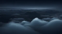 misty cloudy night sky from above