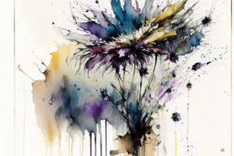 flowers in the style of Agnes cecile,frank Auerbach, in frame, watercolor, wet on wet and splattering techniques, full shot,centered, perfect composition, abstraction, surrealism