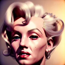 Realistic image portrait, blonde woman, sweet Marylin Monroe face, punk style, long hair, glow eyes, highly detailed, unreal engine 5, ray tracing, RTX, lumen lighting, ultra detail, volumetric lighting, 3d, finely drawn, high definition, high resolution.