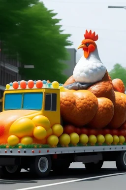 chicken drumstick float in a parade