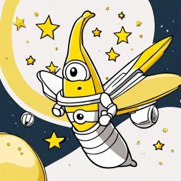 draw cartoon banana as starship