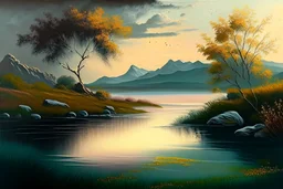 Nature landscape painting in style of stephanie moon