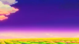 purple sky full of stars, sunflower field, anime, high res, makoto shinkai