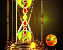 a glowing hourglass, realistic, meticulously detailed, intricately detailed