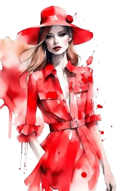 Watercolor fashion red sketch