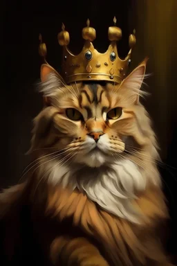 panting of a cat like a king