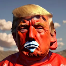 Realistic image of Donald trump wrestler, Mexican wrestling style, Mexican wrestling eyes mask, red and blue breeches, glow confederate flag dress, suspenders, retro style, 80s, vibrant color, highly detailed, sky background, concept art, unreal engine 5, god rays, ray tracing, RTX, lumen lighting, ultra detail, volumetric lighting, 3d, finely drawn, high definition, high resolution.