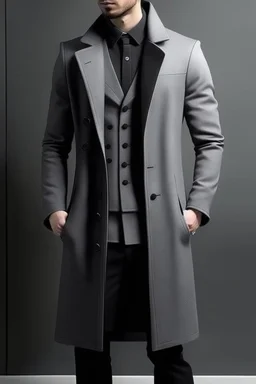 Man's large long blazer coat with grey setin on top