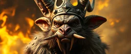 king troll rabbit orc in style of Rembrandt and Fallout 4, with motion blur