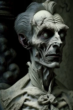 cursed man from a royal familly victorian times whose skin looks like stone sculpture