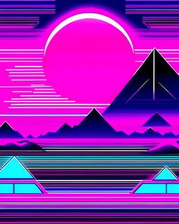 A vector graphic of a synthwave and vaporwave