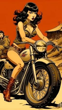 Betty page motorbike art from japanese style 1900 movie