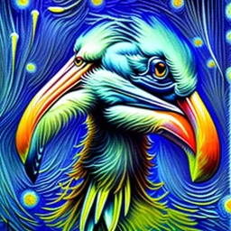  Shoebill stork Bird by Van Gogh