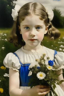 young girl holding flowers