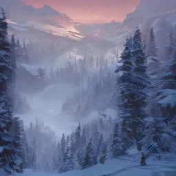 Concept art of the Olympic National Forest at night during winter by Ignis Bruno