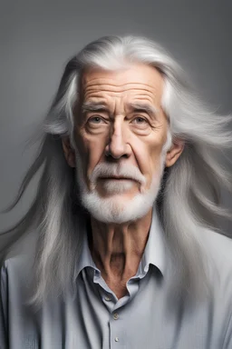 седой старик с длинными волосами торчавшими в разные стороны
