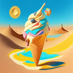 an ice cream in the style of kandinsky in the desert