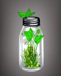 a glass jar lightbulb filled with plants, highly detailed, digital art, sharp focus, trending on art station, illustration