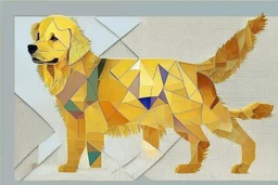 style of paul klee Golden retriever dog