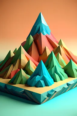 complex mountain 3D Paul Klee style