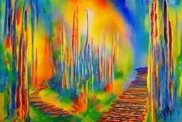 Acrylic artwork of a Path to heaven, spiritual and beautiful, hassidic inspired kaballah