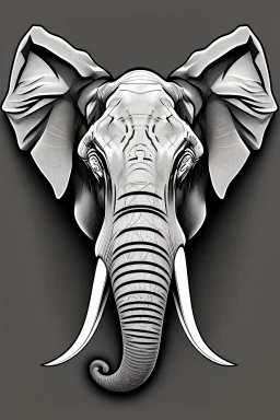 Simple Line art elephant head