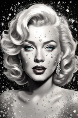 Marilyn Monroe, a captivating enchantress, remains composed amidst the chaos. Her eyes glimmer with a blend of curiosity and bravery as she surveys her surroundings. With a delicate gesture, she conjures a staff adorned with delicate crystals, radiating with an enchanting aura. The squarks, initially startled by her presence, find themselves drawn to her magnetism. They circle her cautiously, their sharp eyes fixated on her every move. Marilyn Monroe's voice carries a soothing melody, her words