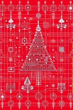 Christmas card in the style of information technology red