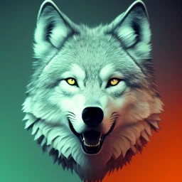 Wolf, red, orange, yellow, green, blue, purple, masterpiece, expert, 8K, hyperrealism, sharp focus, cinematic lighting