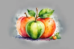 cute apple carrot mutant fruit. Cartoon style. watercolor.