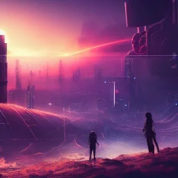 cyberpunk, landscape, GUITARS, cinematic, highly detailed, close up, 4k, deep colors, gold, fire, red, purple, dark, ethereal, utopia, apocalypse, from outer space