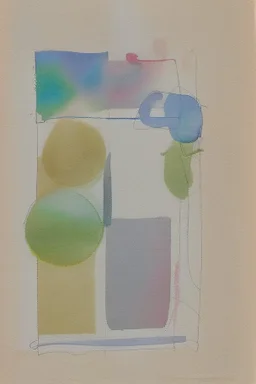 Abstract watercolour art in the style of Agnes Martin. sketchy pencil outlines