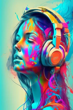 /imagine prompt: headphones, woman anatomy, colorful, no mistake