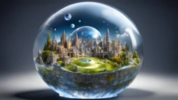 my world in a crystal ball, 3D, hyper-detailed