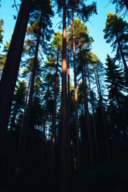 tall trees in a green forest