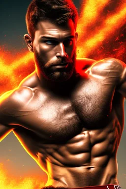 Ignore NSFW, teenager young rugged attractive slightly muscular fantastic handsome man, red briefs with yellow belt, hairy chest, (((visibly pisssing))) briefs, large erect visible boner peniss, photorealistic, artist Jay Anacleto, soft lighting, scruffy beard