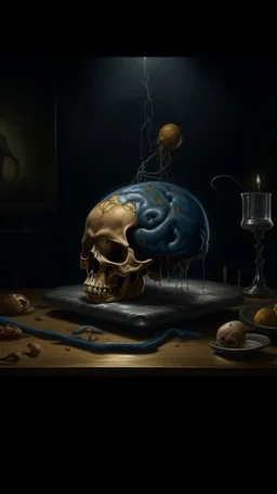 Bosch nightmares paining style Title:a digital weight scale on it a brain , 8k artistic photography, photorealistic concept art, soft natural volumetric cinematic perfect light, chiaroscuro, award-winning photograph, masterpiece, oil on canvas, Raphael, Caravaggio, Greg Rutkowski, people, beksinski, Giger